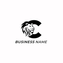 design logo creative letter C and lion head