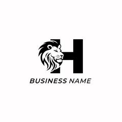 design logo creative letter H and lion head