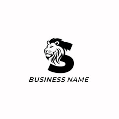Fototapeta premium design logo creative letter S and lion head