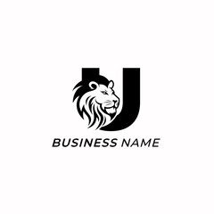 design logo combine letter U and head lion