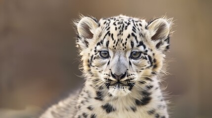 With its soulful eyes and endearing expression, the snow leopard cub's portrait evokes a sense of connection and empathy, reminding us of the importance of preserving