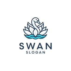 Swan Logo Design Template. Vector Illustration of Swan and Lotus Flower. Suitable for Spa, Hotel, Wedding, Fashion, Health and Beauty Care Clinics.