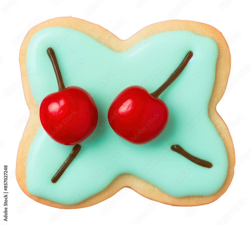 Wall mural png cherry icing dessert cookie.