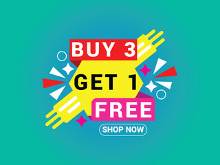 Buy 3 Get 1 Free Banner, Special Offer Banner, Big Sale, Sale Banner, Banner Design Template.