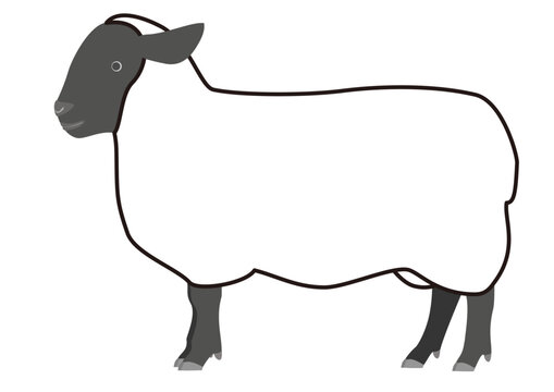 recommend clip art: Line art of a Suffolk sheep seen from the side
