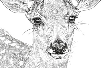 Deer portrait, Hand drawn sketch of a deer, Ai generated