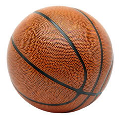 Fototapeta premium Angled view of a basketball isolated on a flat white transparent background
