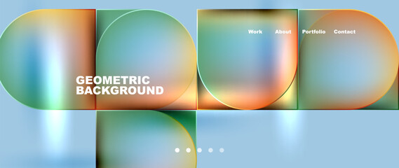 Circles and lines. Bright colorful geometry with glassmorphism effect. Vector Illustration For Wallpaper, Banner, Background, Card, Book Illustration, landing page