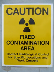 Caution Fixed Contamination Area Radiation Sign, Yellow and Black