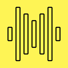 sound wave icon simple, line vector isolated on yellow background. trendy and modern design