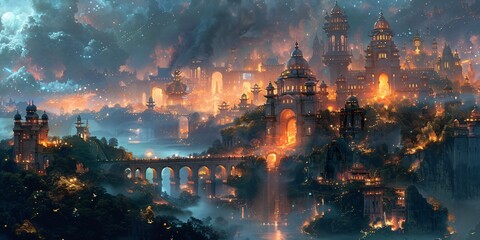 Fototapeta premium surreal illustration of a fantasy city