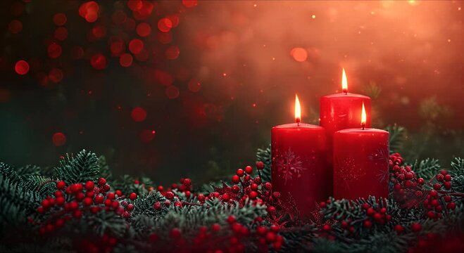 Burning candles with smoke on a dark background