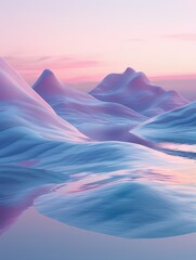 Abstract Mountain Landscape in Pastel Tones