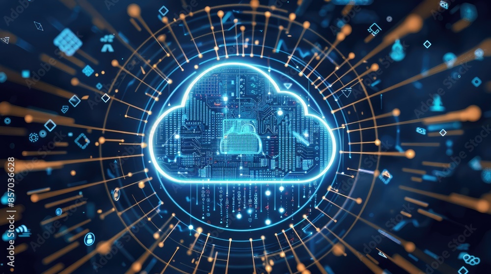 Wall mural cloud computing transfer big data on internet