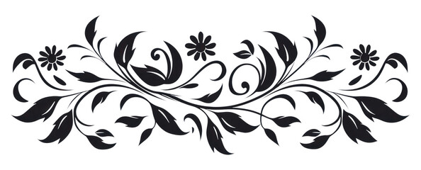 PNG Floral border vector Ornament divider pattern drawing white.