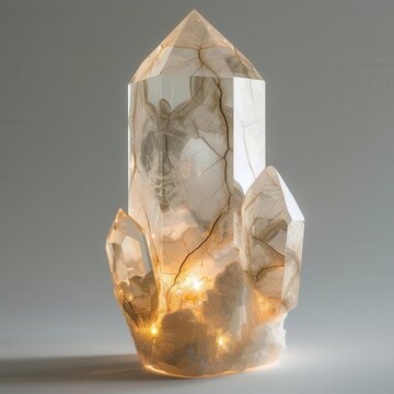 Light crystal with detailed patterns and radiant textures, creating an elegant and sophisticated design element