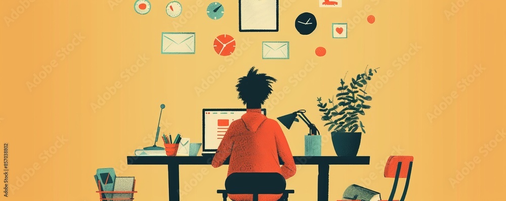 Poster creative web designer concept: flat 2d illustration of person designing websites with digital tools 
