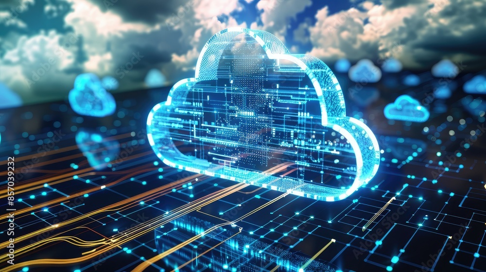 Wall mural cloud computing transfer big data on internet
