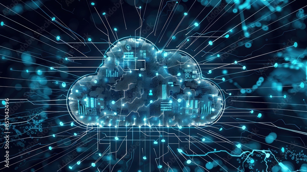 Wall mural cloud computing transfer big data on internet