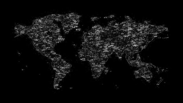 Digital World Map. Information Cyber Planet. Tech Dark Background. Looped video.