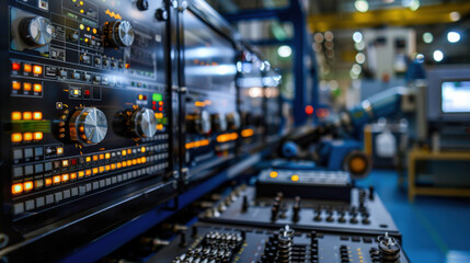 Interior of a high-tech control room filled with advanced equipment and control panels, showcasing modern technology.