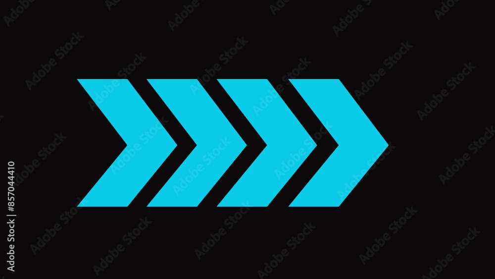 Poster blue glowing wright arrows. glowing arrows on a black background. 3d rendering glowing up arrow abst