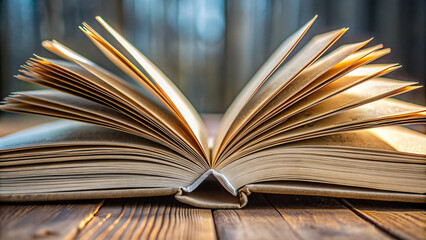 Fototapeta premium An open book with pages fanned out, symbolizing education and the pursuit of knowledge