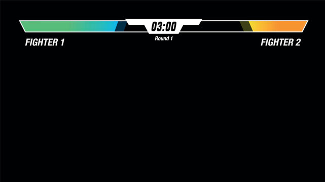 Battle combat interface with life bars isolated on black background. Versus battle retro background. Vector stock