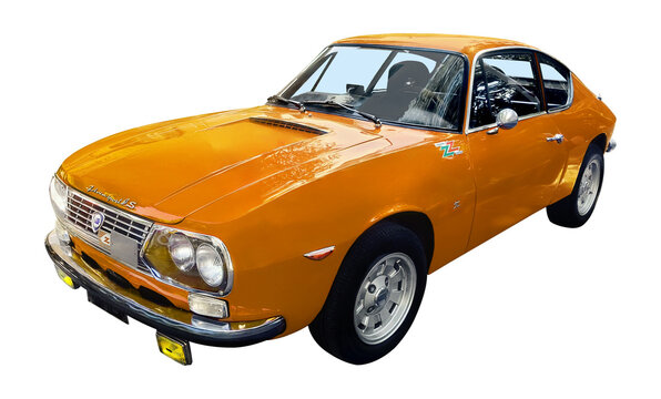 Lancia Fulvia Sport 1.3 S Zagato, isolated. Vignola - Modena Italy, august 21, 2021