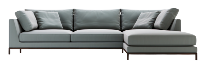 PNG L-shaped light grey modern sofa furniture architecture cushion