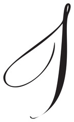 Vector calligraphy hand drawn letter I drop cap. Script font logo icon. Handwritten brush style