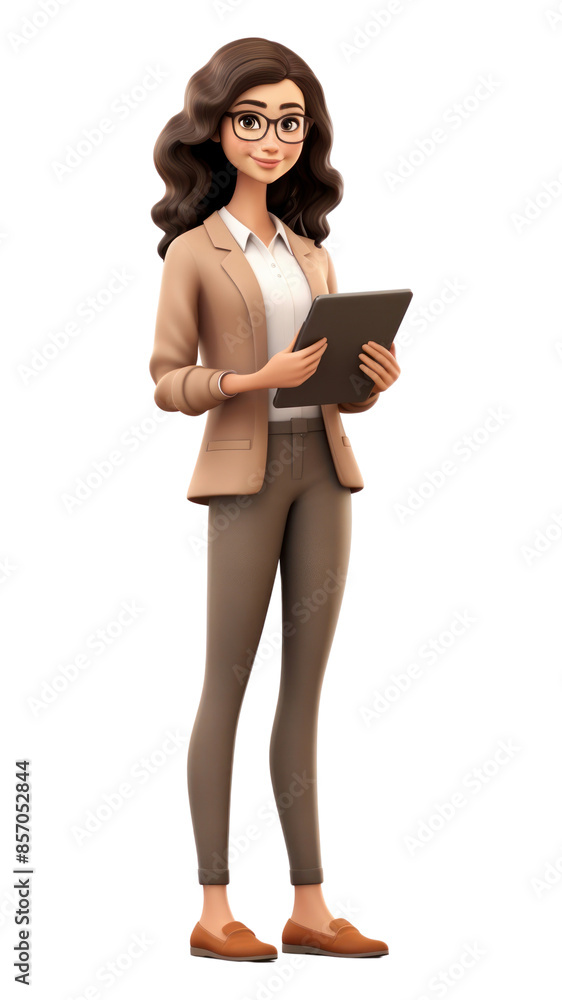 Sticker PNG Woman designer tablet computer cartoon