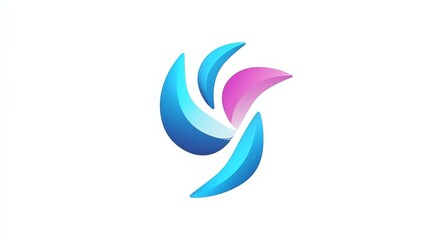 Naklejka premium Abstract Fluid Gradient Logo with Blue, Pink, and Purple Swooshes
