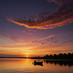 sunset on the river