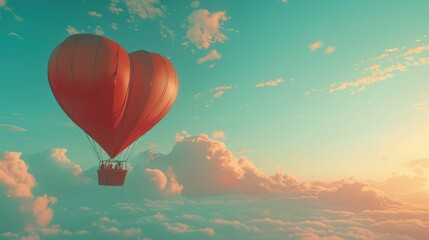 Obraz premium A heart-shaped object floats effortlessly against the open sky, its silhouette contrasting beautifully with the bright blue,