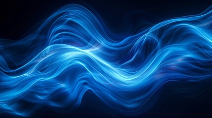 Obraz premium Abstract background with flowing blue light waves, creating a serene and modern design.