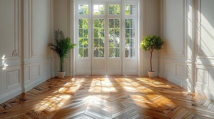illustration Minimalist room with parquet floor and plain walls 2 AI Generative