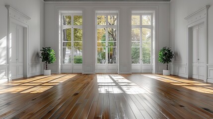 illustration Minimalist room with parquet floor and plain walls 1 AI Generative