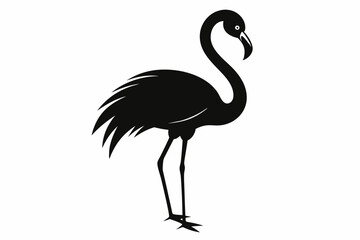flamingo vector silhouette, Vector black flamingo silhouette, Black silhouette of tropical bird flamingo