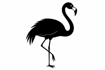 flamingo vector silhouette, Vector black flamingo silhouette, Black silhouette of tropical bird flamingo