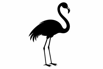 flamingo vector silhouette, Vector black flamingo silhouette, Black silhouette of tropical bird flamingo
