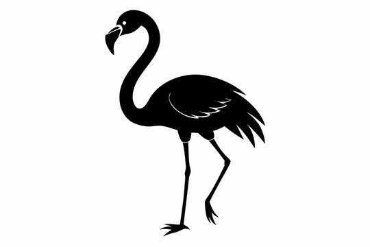 recommend clip art: flamingo vector silhouette, Vector black flamingo silhouette, Black silhouette of tropical bird flamingo