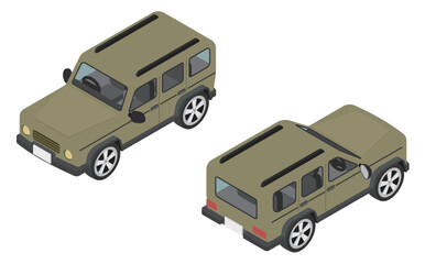 アイソメトリックイラスト：SUV