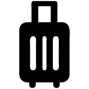 recommend clip art: A black and white icon of a suitcase, representing travel and vacations.