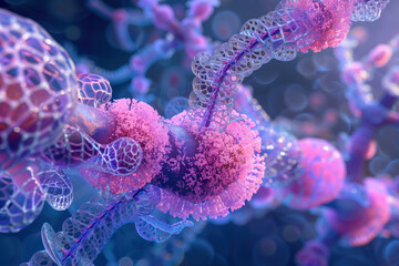 Obraz premium Detailed Illustration of Chorionic Villi with Branching Patterns for Maternal-Fetal Nutrient Exchange