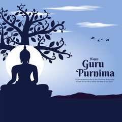 Vector illustration of Happy Guru Purnima social media feed template