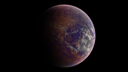 purple earth-like rocky exoplanets with an atmosphere, mysterious alien planets in outer space, space background for pc, desktop planet wallpaper, cinematic space for projects, 3d illustration