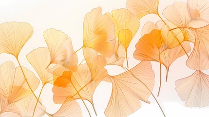 Yellow and white ginkgo leaves texture illustration poster background