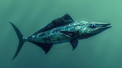 Fototapeta premium A sleek swordfish streaks through the water, its streamlined body built for speed and agility. Illustration, Minimalism,