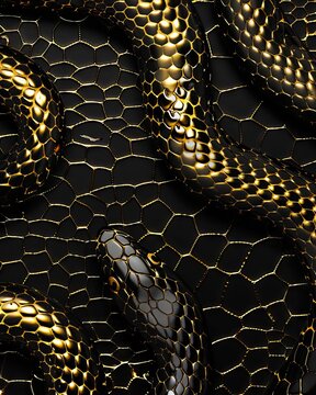 A snake is laying on a black background.